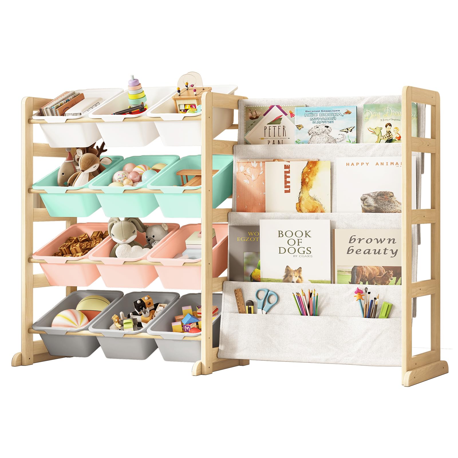 Amazon.com: EXPERLAM Toy Storage Organizer with Bookshelf - 12